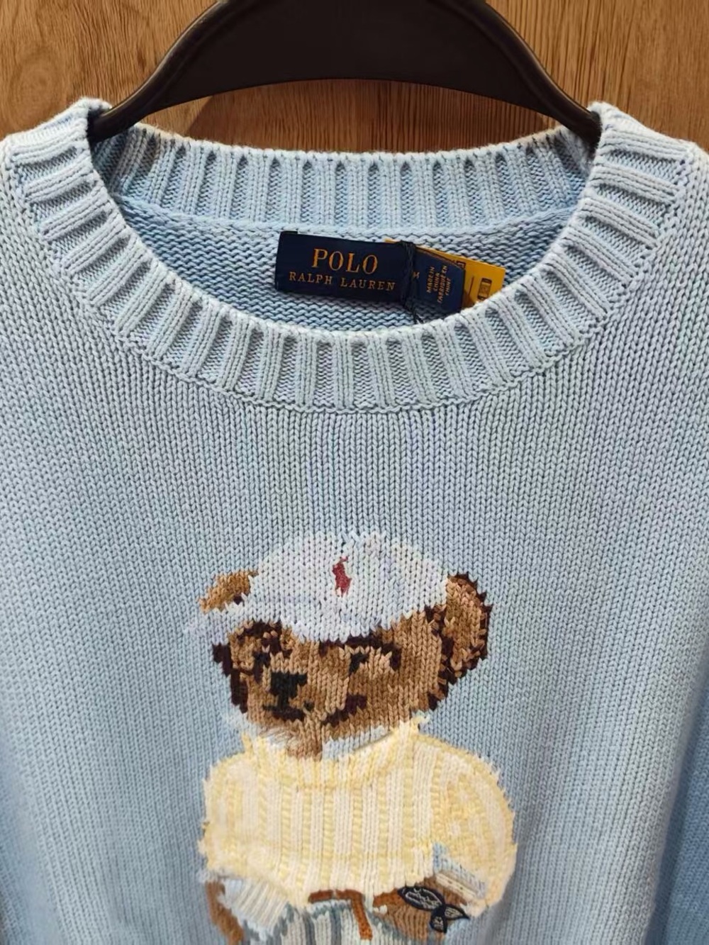 Polo by Ralph Lauren Light Blue Bear Intarsia Crewneck Sweater - Picture 5 of 6